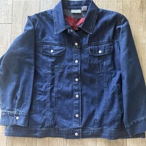 Northstyle Flannel Lined Denim Snap Front Jacket Hood Zip Pockets Womens 2X